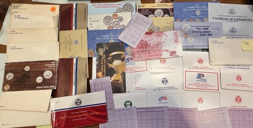 1970's to 2000's Mint Proof / Uncirculated Envelopes & COAs ~ All Shown ~ F25