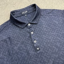 Bad Birdie Mens Golf Polo Shirt Size XL Blue Camo Print Short Sleeve Button Up