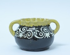 Kurt Feuerriegel Frohburg antike Keramik Schale 2 Henkel handbemalt gemarkt