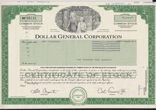 Dollar General Corporation Stock Certificate DG Kentucky
