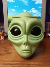 Vintage Alien Pops Display Green Head Plastic Candy Container Blowmold - 1990s
