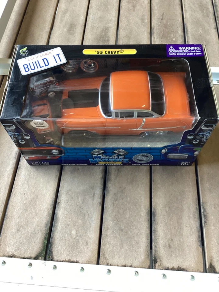 Rare 55 Chevy Bel-Air Orange & Black Build It Kit New in Box - Image 3 of 4