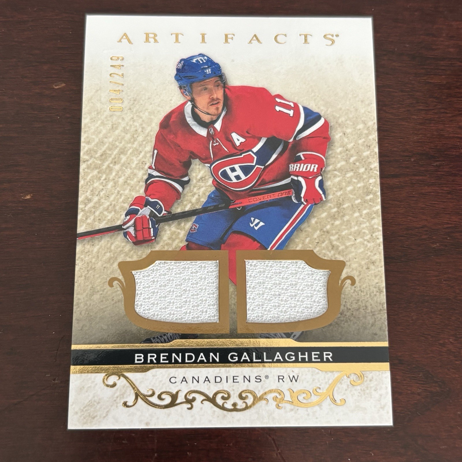 2021-22 Artifacts Dual Jersey #64 Brendan Gallagher #d/249 Montreal Canadiens