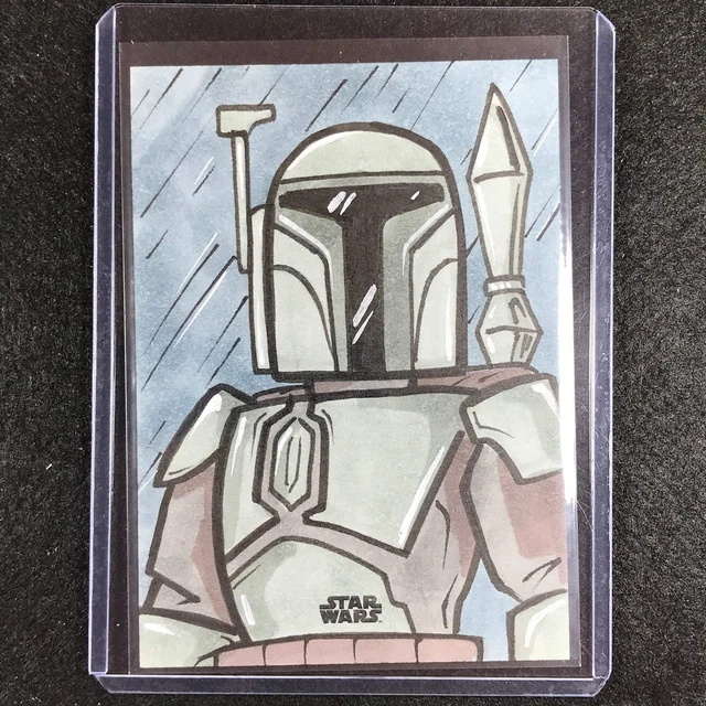 2023 Topps Finest Star Wars Jango Fett/mandalorian Sketch Card 1/1 Eric Medina