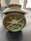 Frankoma Prairie Green Sugar w/lid  4.75" tall Wagon Wheel USA Vintage Free Ship
