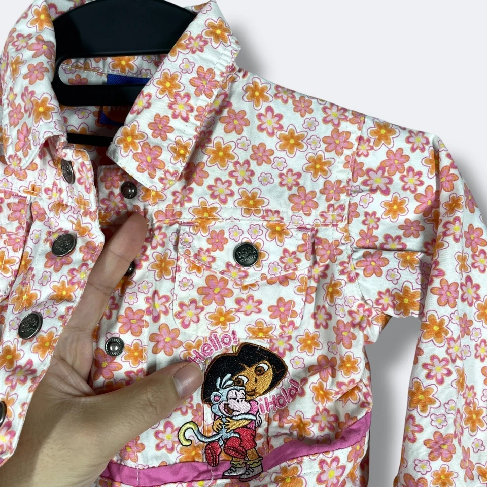 Chaqueta Vaquera Recortada Floral Vitnage Dora The Explorer 2T Rosa Naranja Dibujos Animados Foto 2 de 4