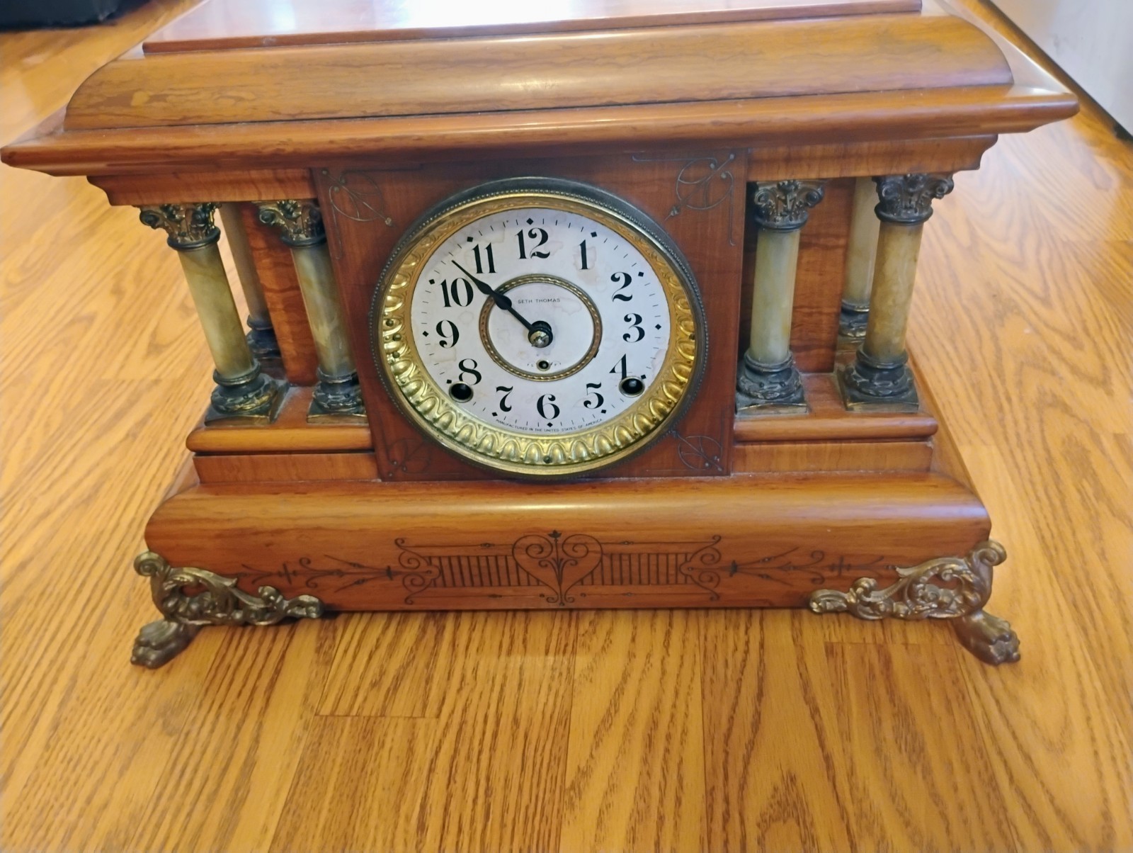Seth Thomas Adamantine Mantel Clock adamantine finish 19th-20th century ...