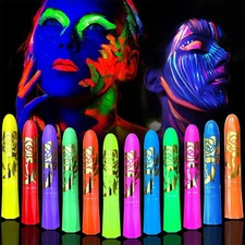 Glow in The Dark Face Body Paint,UV Black Light Makeup Neon Face and Body Paint 