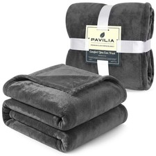 Dark Charcoal Grey Fleece Throw Blanket Soft Fuzzy Flannel Couch 50x60 Inch