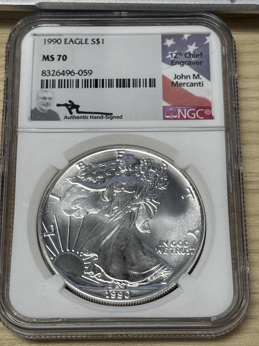 イーグル　1990 イーグル　タタキ　スタンプ　シルバー 1990 American Eagle MS 70 Graded Silver Bullion Coins for sale | eBay