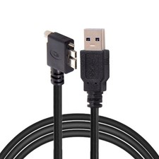 USB 3.0 A Male to Micro B Left Angled 90 Degree Cable With Locking Screws