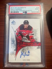 2019-20 SP Authentic Retro Future Watch Auto Jack Hughes RC Rookie 122/399 PSA 9