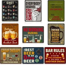 9 Pcs Vintage Funny Bar Signs Cardboard Posters for Party Decor Man Cave Garage