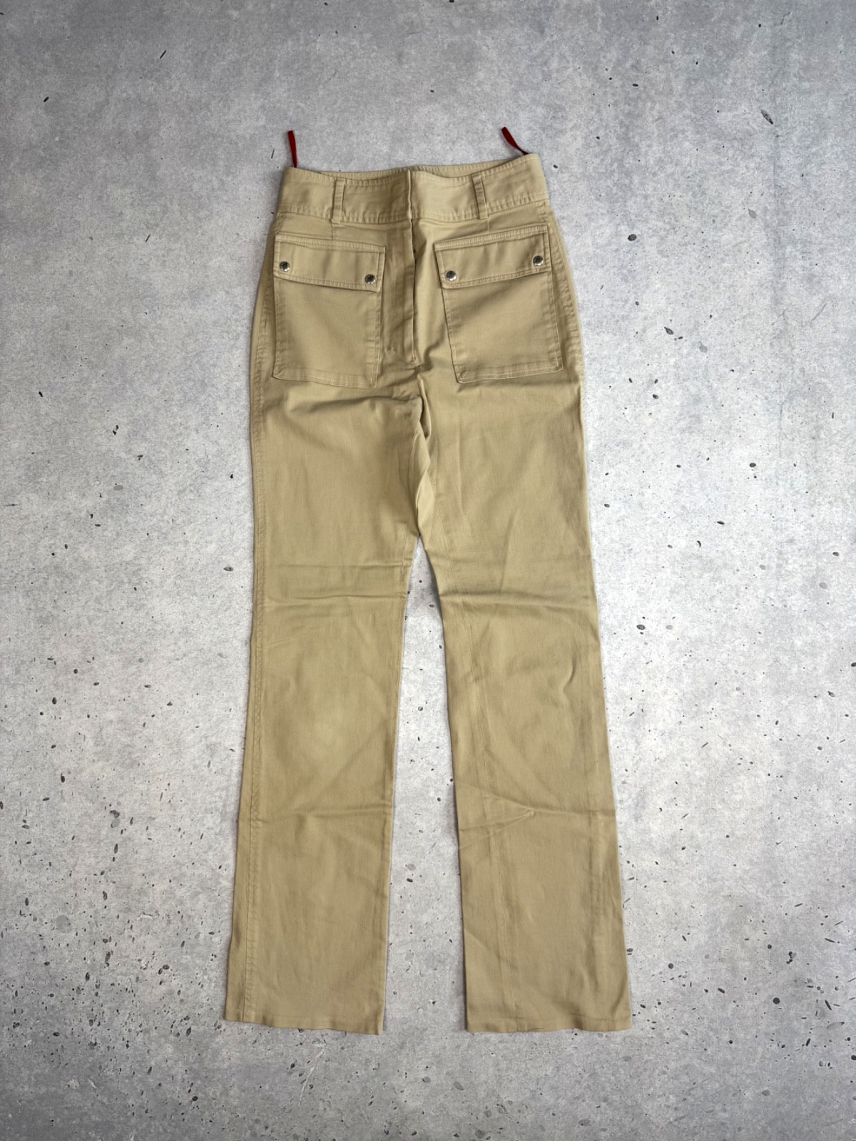 Archive Prada Front Pocket Beige Pants Women's Red Tab Y2K
