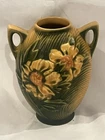 ROSEVILLE POTTERY Sienna Yellow Peony Vase 58-6” TWO HANDLE ART POTTERY ~1940's~