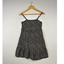 Boho Cottagecore Old Navy Women XS Black Floral Tiered Cami Mini Sundress