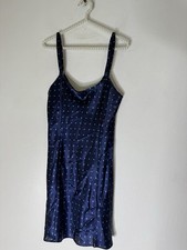 morgan taylor intimates Blue Polka Dot Satin Slip Nightgown Medium
