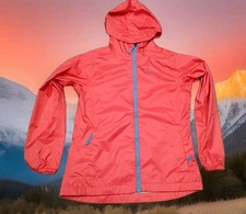 Eddie Bauer Rain Jacket Girls Size 10 M Coral Pink Excellent WeatherEdge Hooded