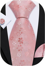 Fun Animal Ties for Men Designer Handkerchief Cufflink WOVEN Casual Necktie Set