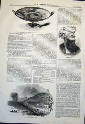 Original Old Antique Print Etruscan Tazza Jones Northampton Steeple Dost Mohamed