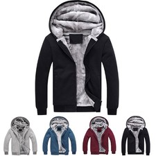 Men's Thick Fleece Winter Sweatshirt Hoodie Warm Casual Long Sleeve Jacket Coat