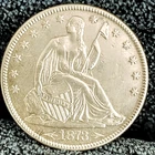 1873 Seated Liberty Half Dollar AU+++ In Grade Arrows.Beautiful Coin