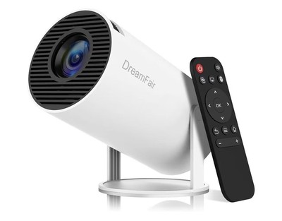 DreamFair Mini Projector 4K Support 1080P 200 ANSI WiFi6 HDMI USB White Portable