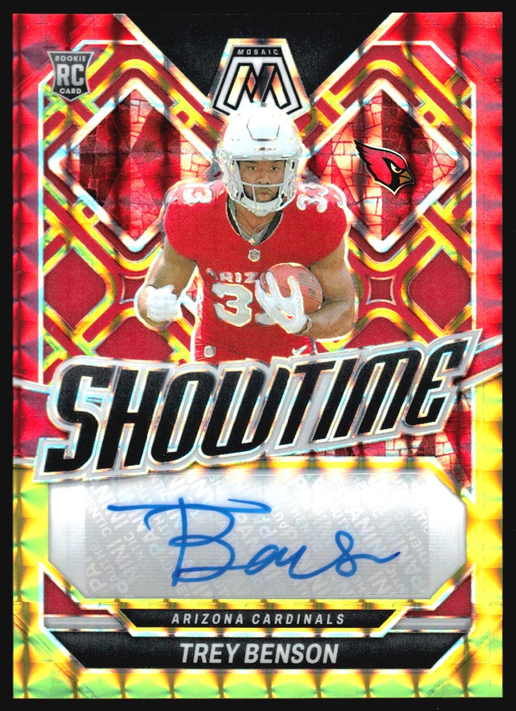 2024 Mosaic TREY BENSON Fusion Red & Yellow Prizm Rookie Auto Jersey Color Match