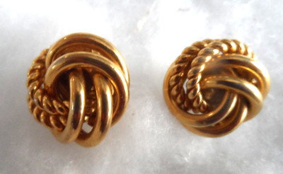 Vintage Earrings - TWISTED GOLD TONE STUD EARRINGS - 3/4''