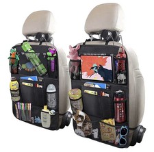 2 Pack Car Backseat Organizer with 10" Table Holder, 9 Storage Pockets Seat Back