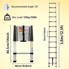 2.6M-3.8M Heavy Duty Multi-Purpose Stainless Steel Telescopic Ladder No-slip