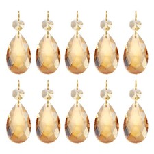 Teardrop Crystal Chandelier, 10 Pack 60mm Length Prisms Electroplating Gold Tone