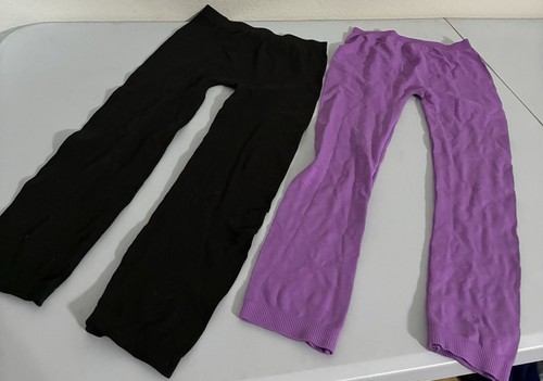 Faded Glory Girls 7-16 Footless Tights Lot Purple & Black