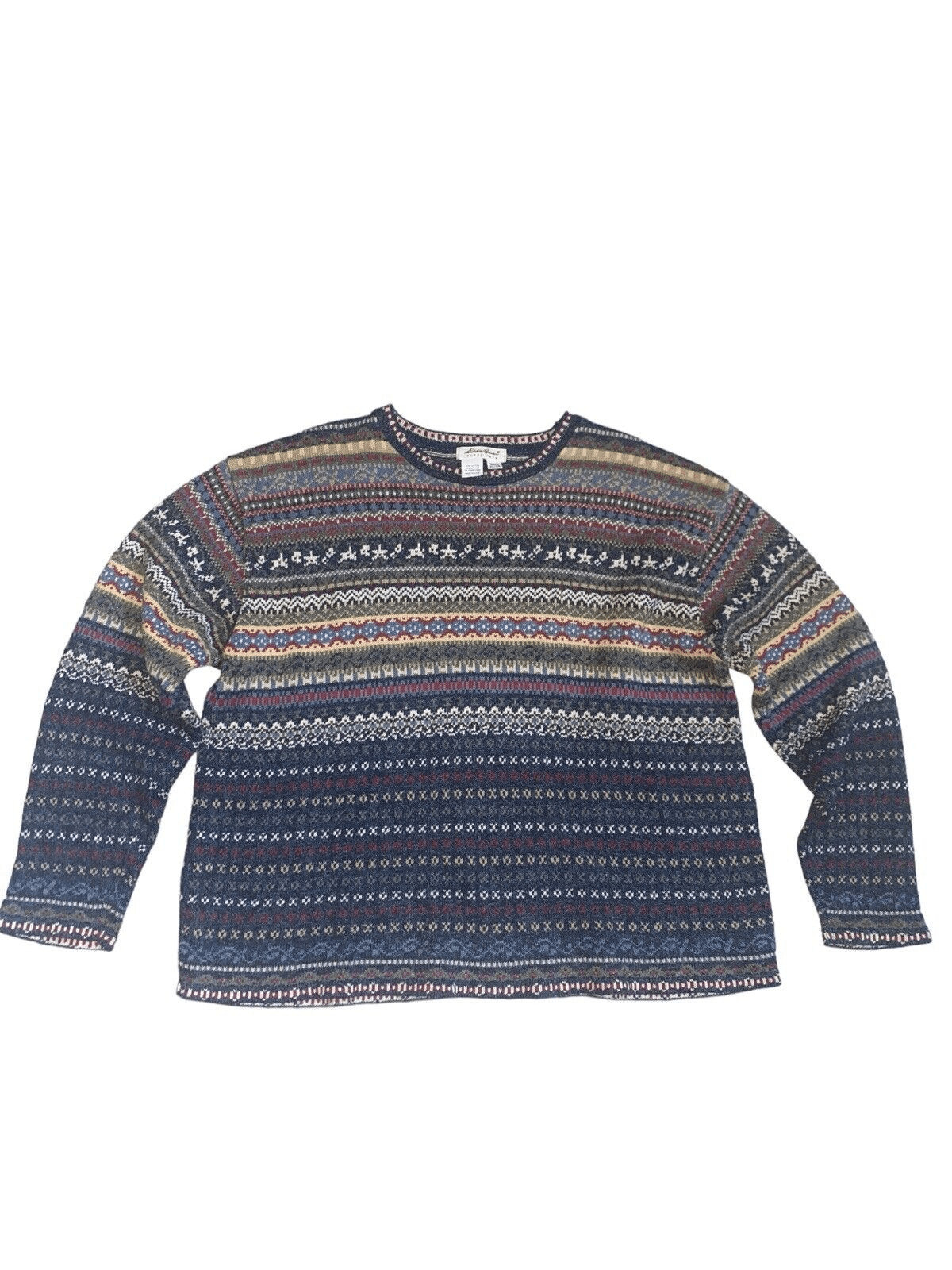 Vintage Eddie Bauer Women Size XL crazy pattern Wool Sweater Pullover Crew Neck image 6