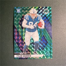 2025 Panini Mosaic Tyler Warren Green Mosaic Prizm #354 Colts Rookie Card. rookie card picture