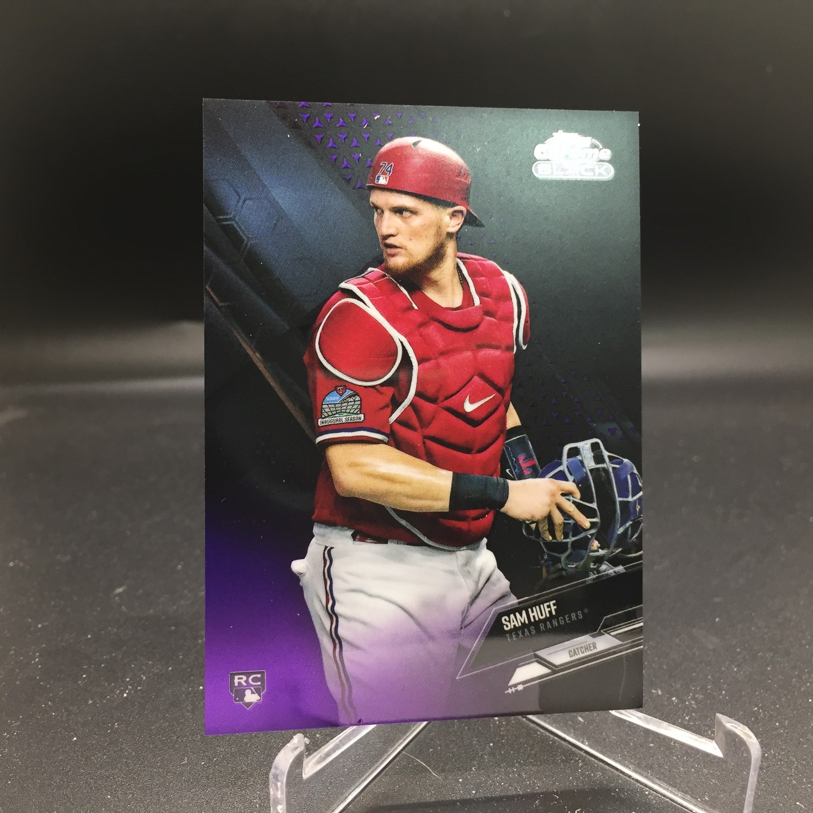Sam Huff 2021 Topps Chrome Black Purple Refractor 59 #/150 Texas Rangers Rookie