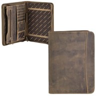 Greenburry Schreibmappe Leder Konferenzmappe Vintage Braun A4 Orgamappe