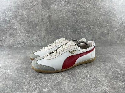 Puma Winner 1970/80s Retro Leather Sneakers White Red Gum Sole Size US 12