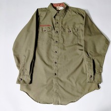 Boy Scout BSA UNIFORM SHIRT Men  s Polyester/ Wool Long Sleeve Green Neck 16