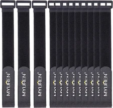 1"X 24"-12 Pack Reusable Fastening Cable Straps with Buckle Adjustable Hook and