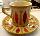 Vintage  Red Wing Pottery   "PEPE"  Cup and Saucer  set