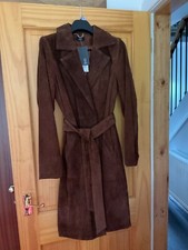 Chocolate Brown Suede Trench Coat Size 8 …. New With Tags