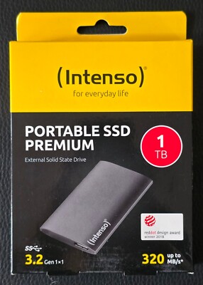 Intenso Portable 1tb SSD Premium 3.2 Gen Externer Speicher bis zu 320 MB/s - Neu