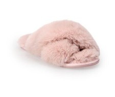 NWT LC Lauren Conrad Women's Faux Fur Slide Slippers Pink Size 7-8