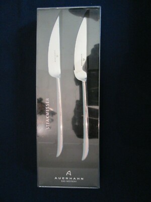 SET 2 STEAK KNIVES! Vintage AUERHAHN stainless: 18/10 quality PRIONA pattern EXC