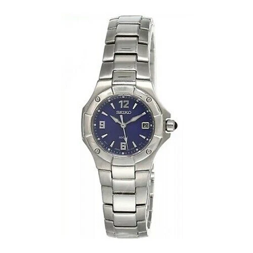 Seiko Coutura SXD573 Silver Tone Blue Dial Sapphire Glass Womens Dress Watch