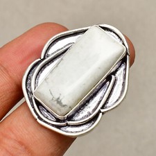 Howlite Gemstone 925 Sterling Silver Handmade Jewelry Ring 7