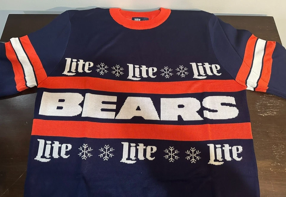 全新 Chicago Bears Miller Lite Ditka 假日毛衣 男式 大号 促销 — 第 3/4 张图片