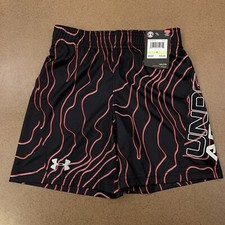 Under Armour Boys Youth Size 4 Black Red Gray Elastic Waist Shorts NWT