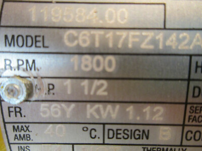 Enerpac DC9807259 Motor 1.5hp 3-Ph MODEL C6T17FZ142A , DC9807259SR 